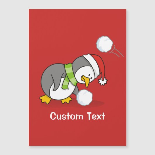 Kerstpinguïn krijgt sneeuwbal (Voorkant)