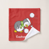 Kerstpinguïn krijgt sneeuwbal bad handdoek (Wasdoekje)