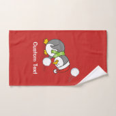 Kerstpinguïn krijgt sneeuwbal bad handdoek (Handdoek)