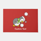 Kerstpinguïn krijgt sneeuwbal deurmat (Voorkant)