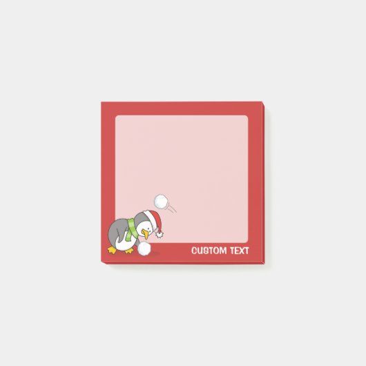 Kerstpinguïn krijgt sneeuwbal post-it® notes (Voorkant)