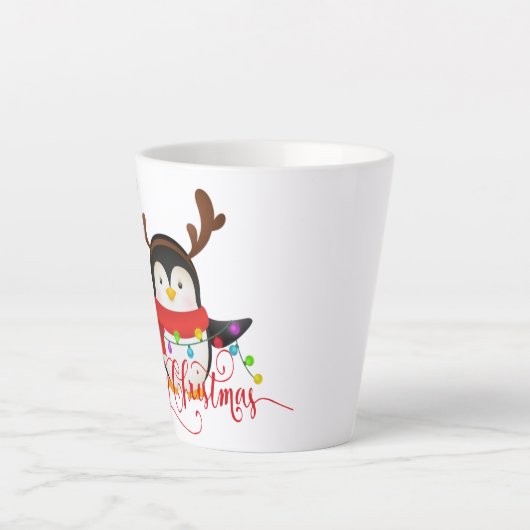 Kerstpinguïn Latte Mok (Voorkant)