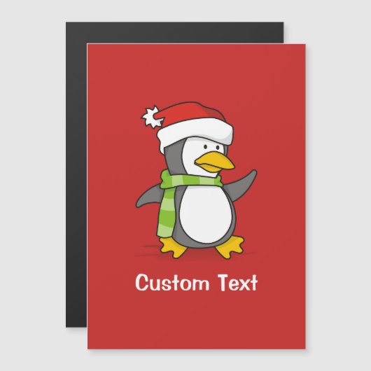 Kerstpinguïn loopt op sneeuw (Voorkant / Achterkant)