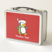 Kerstpinguïn loopt op sneeuw (Achterkant)