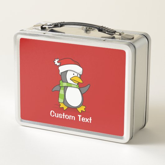 Kerstpinguïn loopt op sneeuw (Achterkant)