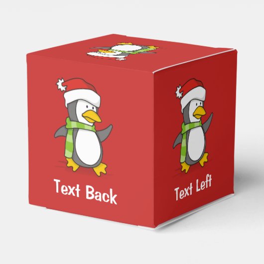 Kerstpinguïn loopt op sneeuw bedankdoosjes (Achterkant)