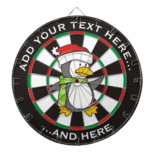 Kerstpinguïn loopt op sneeuw dartbord (Voorkant)