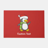 Kerstpinguïn loopt op sneeuw deurmat (Voorkant)