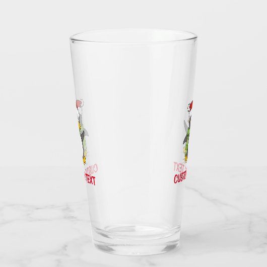 Kerstpinguïn loopt op sneeuw glas (Rechts)