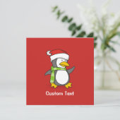 Kerstpinguïn loopt op sneeuw kaart (Staand voorkant)