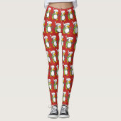 Kerstpinguïn loopt op sneeuw leggings (Voorkant)
