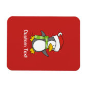 Kerstpinguïn loopt op sneeuw magneet (Horizontaal)