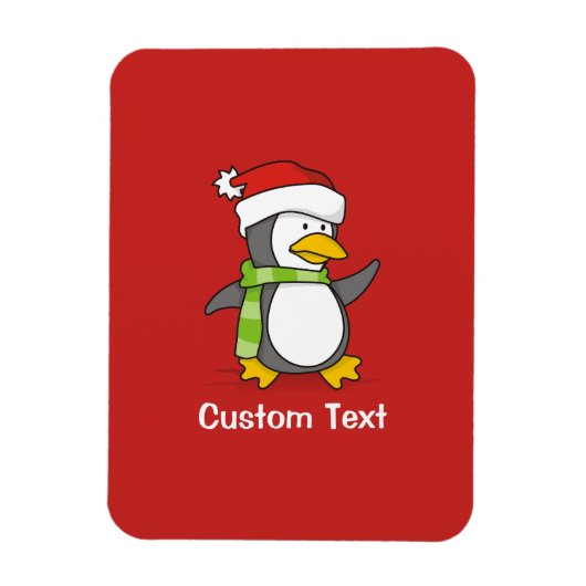 Kerstpinguïn loopt op sneeuw magneet (Verticaal)