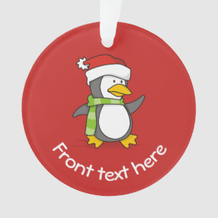 Kerstpinguïn loopt op sneeuw ornament