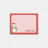Kerstpinguïn loopt op sneeuw post-it® notes (Voorkant)