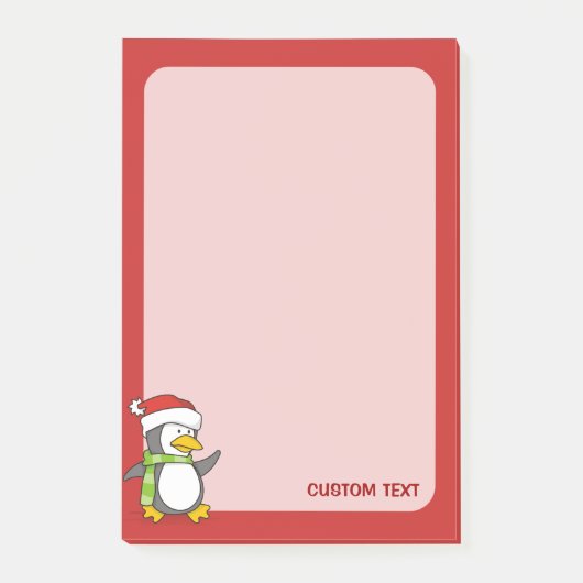 Kerstpinguïn loopt op sneeuw post-it® notes (Voorkant)