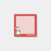 Kerstpinguïn loopt op sneeuw post-it® notes (Voorkant)