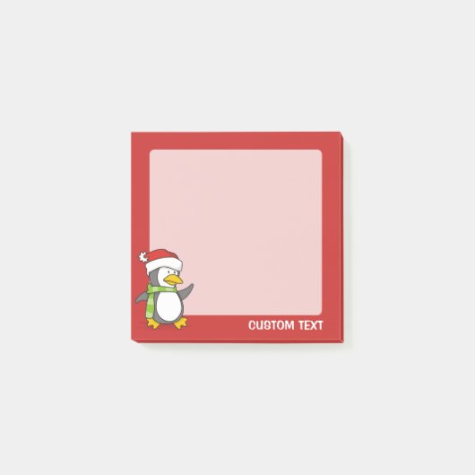 Kerstpinguïn loopt op sneeuw post-it® notes (Voorkant)