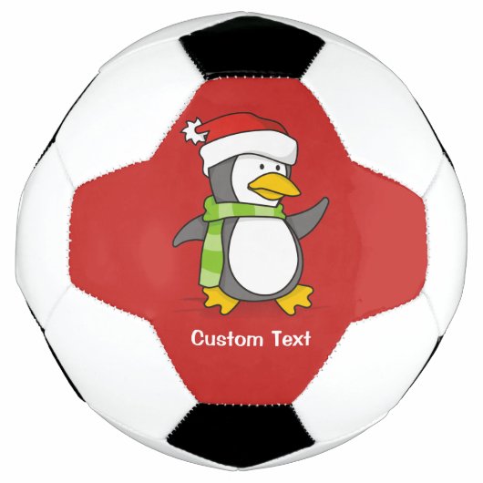 Kerstpinguïn loopt op sneeuw voetbal (Voorkant)