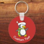 Kerstpinguïn Lopen op Sneeuw Sleutelhanger (Voorkant)