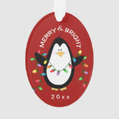 Kerstpinguïn Merry'n Bright Red Holiday Gift Ornament (achterkant)