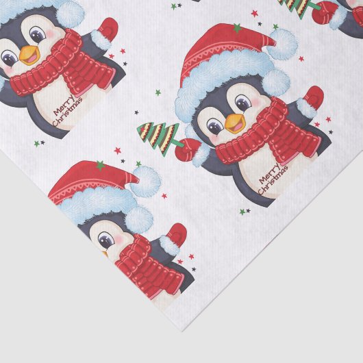 kerstpinguïn met een boom tissuepapier (Detail)