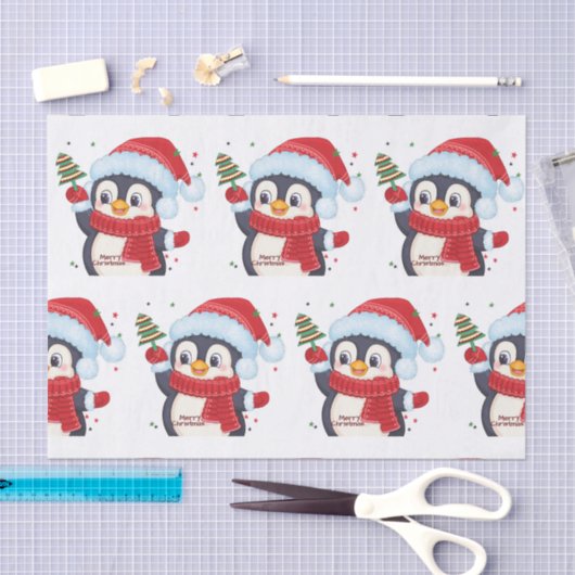 kerstpinguïn met een boom tissuepapier (Craft)