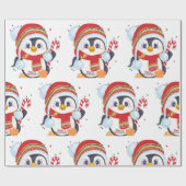 kerstpinguïn met een snoepriet cadeaupapier (Vlak)
