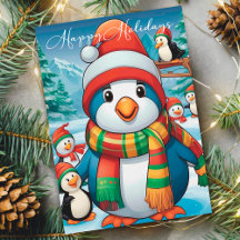 Kerstpinguïn met Festieve Sjaal in een Gezellige S