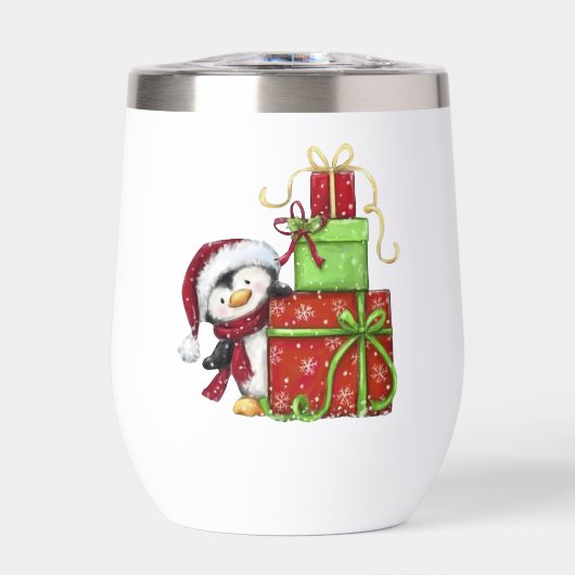 Kerstpinguïn met geschenken - Feestelijke Fun Deco (Voorkant)