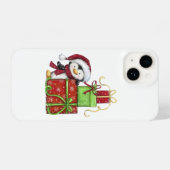 Kerstpinguïn met geschenken - Feestelijke Fun Deco iPhone Hoesje (Achterkant horizontaal)