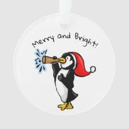 Kerstpinguïn met hoorn ornament