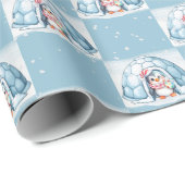 Kerstpinguïn met iglo cadeaupapier (Rol Hoek)