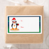 Kerstpinguïn met kerstmuts en zonnebril etiket (Insitu)