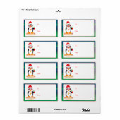 Kerstpinguïn met kerstmuts en zonnebril etiket (Full Sheet)