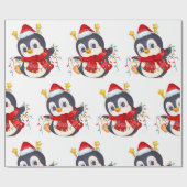 kerstpinguïn met licht cadeaupapier (Vlak)