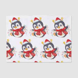 kerstpinguïn met licht tissuepapier