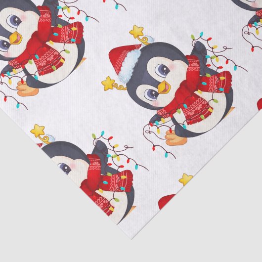 kerstpinguïn met licht tissuepapier (Detail)