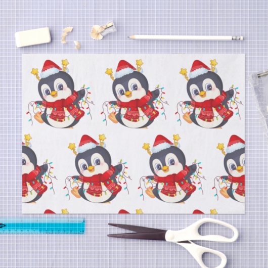 kerstpinguïn met licht tissuepapier (Craft)