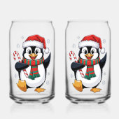 Kerstpinguïn met Muts en Suikerstok Blikvorm Glas (Voorkant)