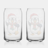 Kerstpinguïn met Muts en Suikerstok Blikvorm Glas (Achterkant)