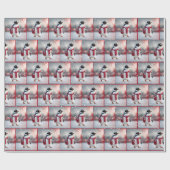 Kerstpinguïn met rode sjaal cadeaupapier (Vlak)