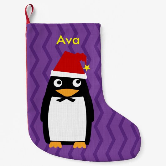 Kerstpinguïn met Santa Hat Kleine Kerstsok (Voorkant)