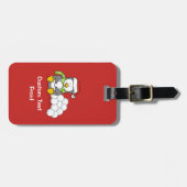 Kerstpinguïn met sneeuwballen bagagelabel (Voorkant horizontaal)