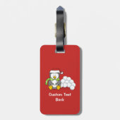 Kerstpinguïn met sneeuwballen bagagelabel (Achterkant verticaal)