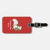 Kerstpinguïn met sneeuwballen bagagelabel (Voorkant horizontaal)