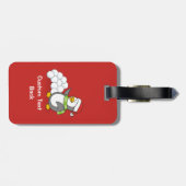 Kerstpinguïn met sneeuwballen bagagelabel (Achterkant horizontaal)