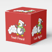 Kerstpinguïn met sneeuwballen bedankdoosjes (Voorkant Zijde)