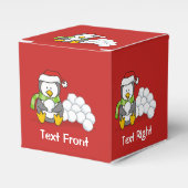 Kerstpinguïn met sneeuwballen bedankdoosjes (Voorkant Zijde)