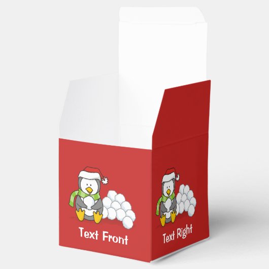 Kerstpinguïn met sneeuwballen bedankdoosjes (Geopend)